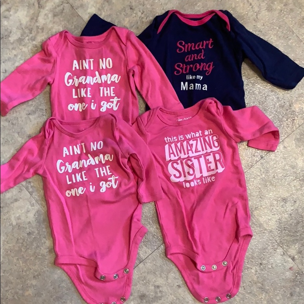Bundle of infant girls onesie long sleeve shirts